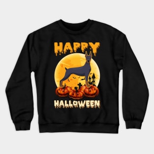 Dobermann Dog Scary Pumpkin Moon Halloween Crewneck Sweatshirt